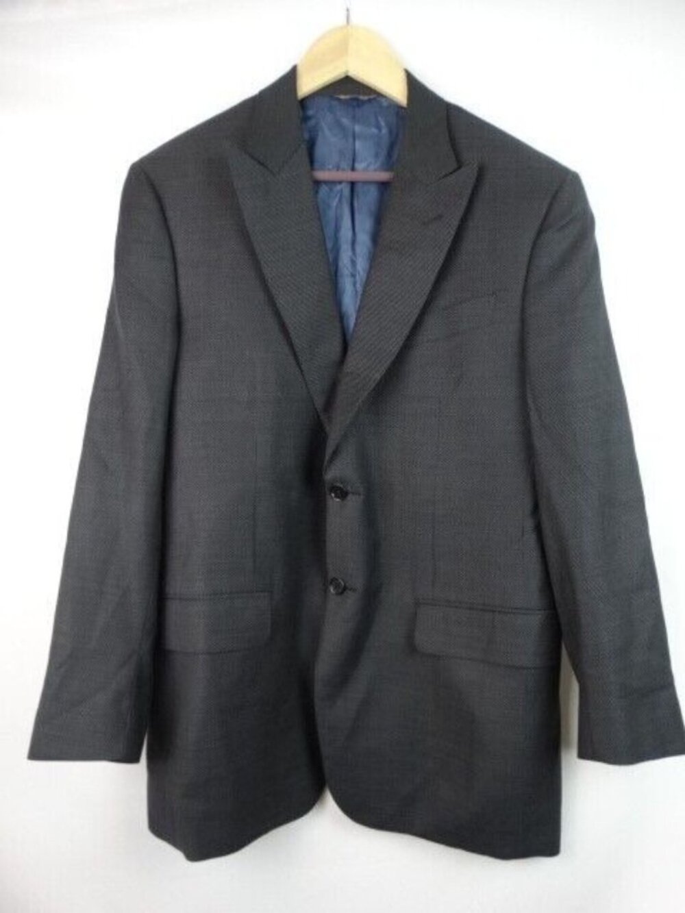 Trussini Men's Suit Blazer Size 44 Dark Gray Wool Coat Jacket Two Button Italy